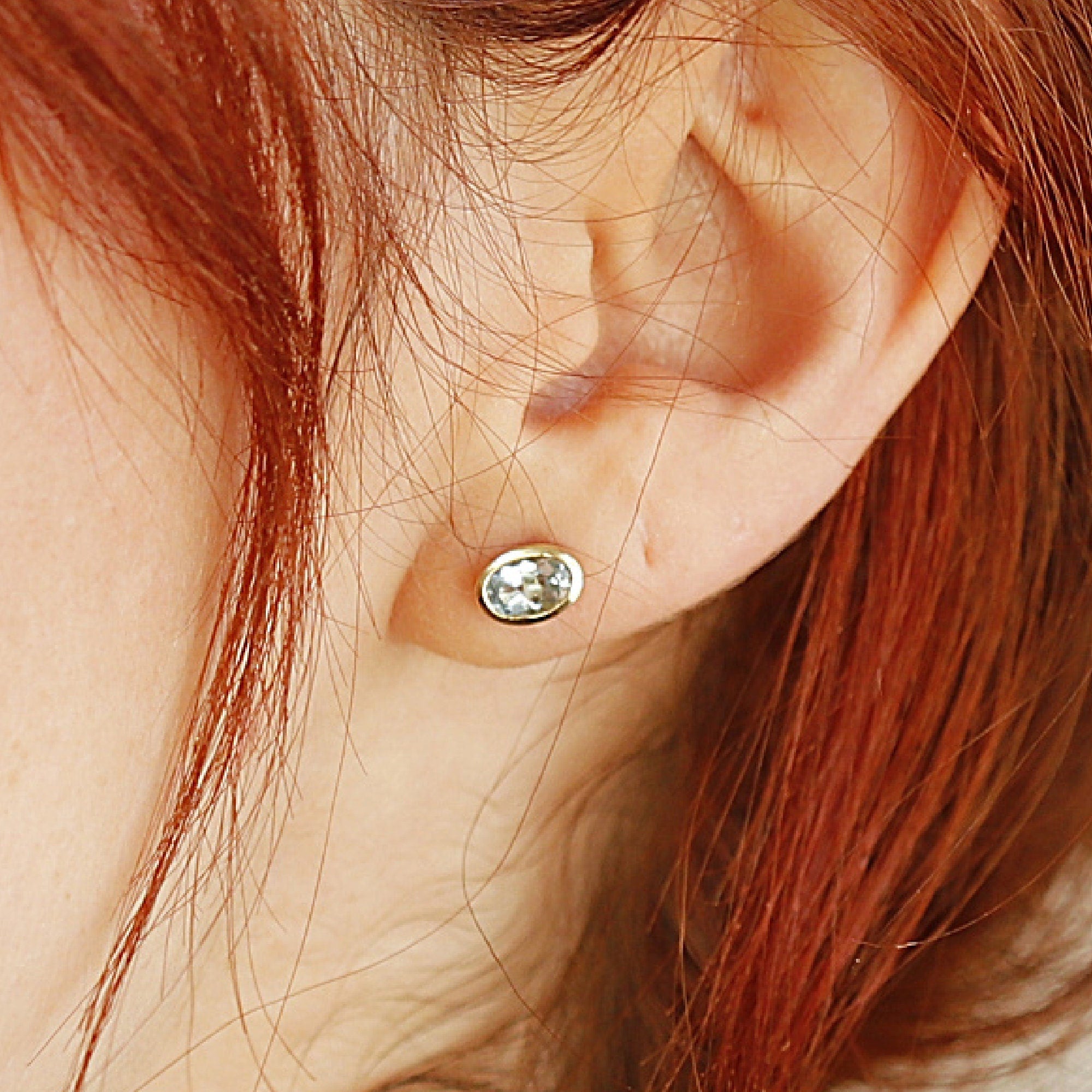 Aquamarine Stud Earrings 14k Solid Gold - Melt'm Jewelry