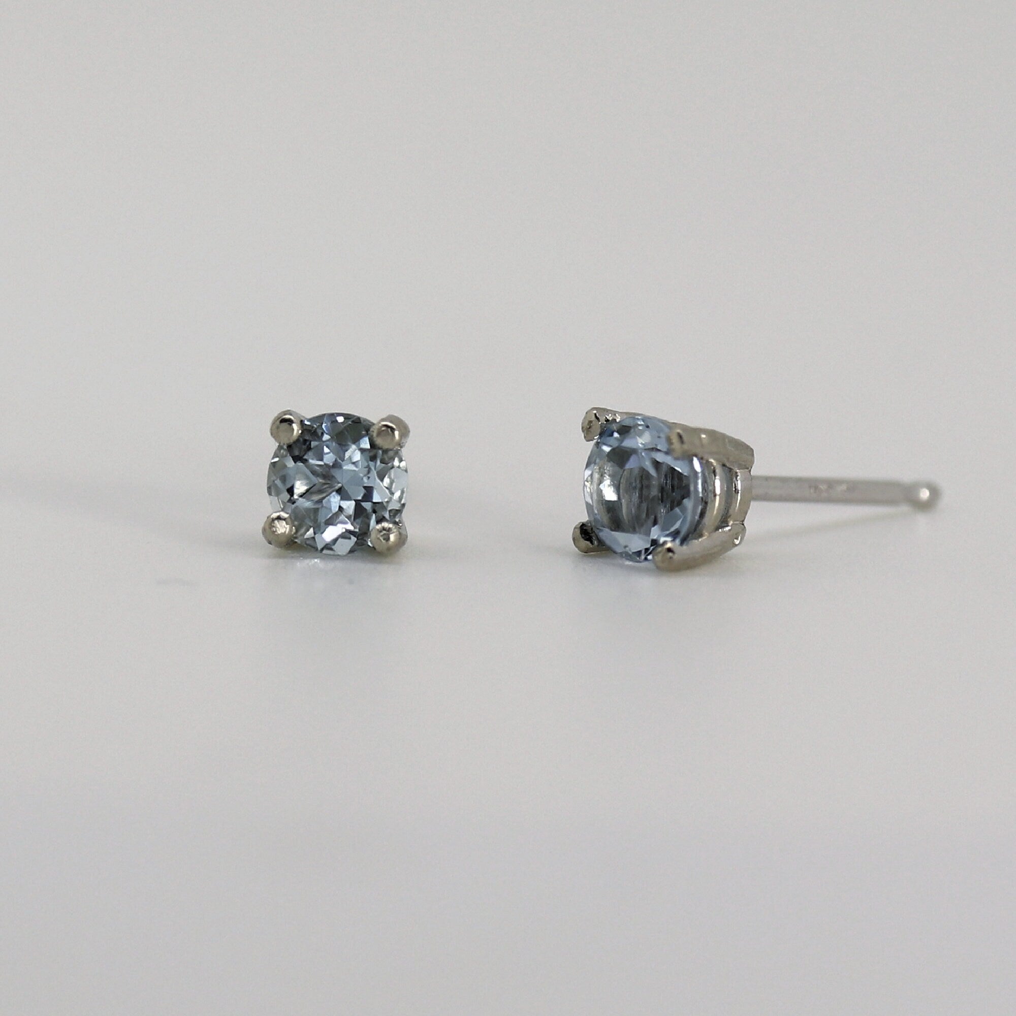 Aquamarine Stud Earrings 14k Gold