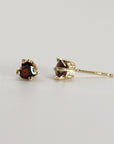 Garnet Heart Stud Earrings 14k Gold