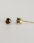 Garnet Heart Stud Earrings 14k Gold - Melt'm Jewelry