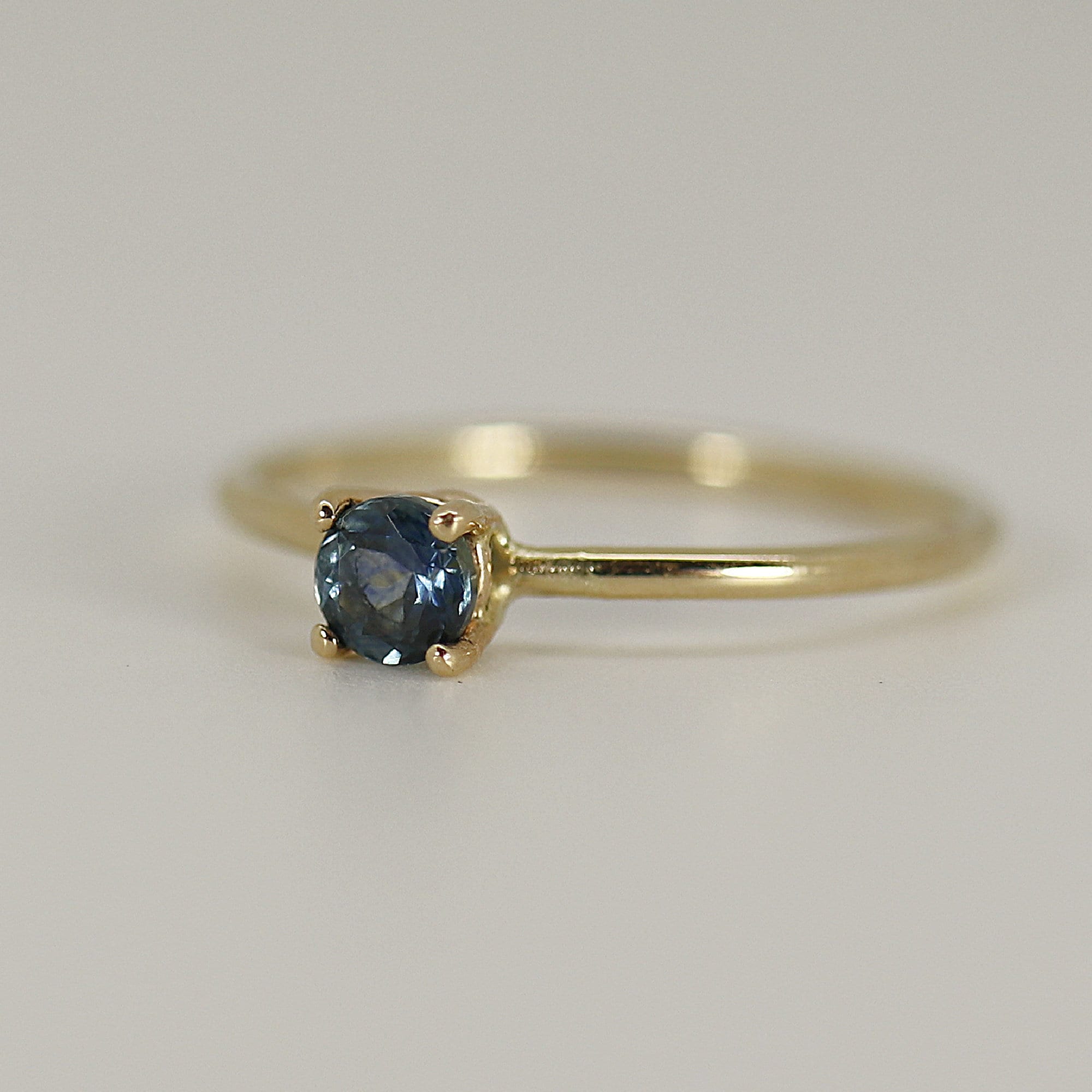 14k Gold Blue Montana Sapphire Ring, September Birthstone Jewelry