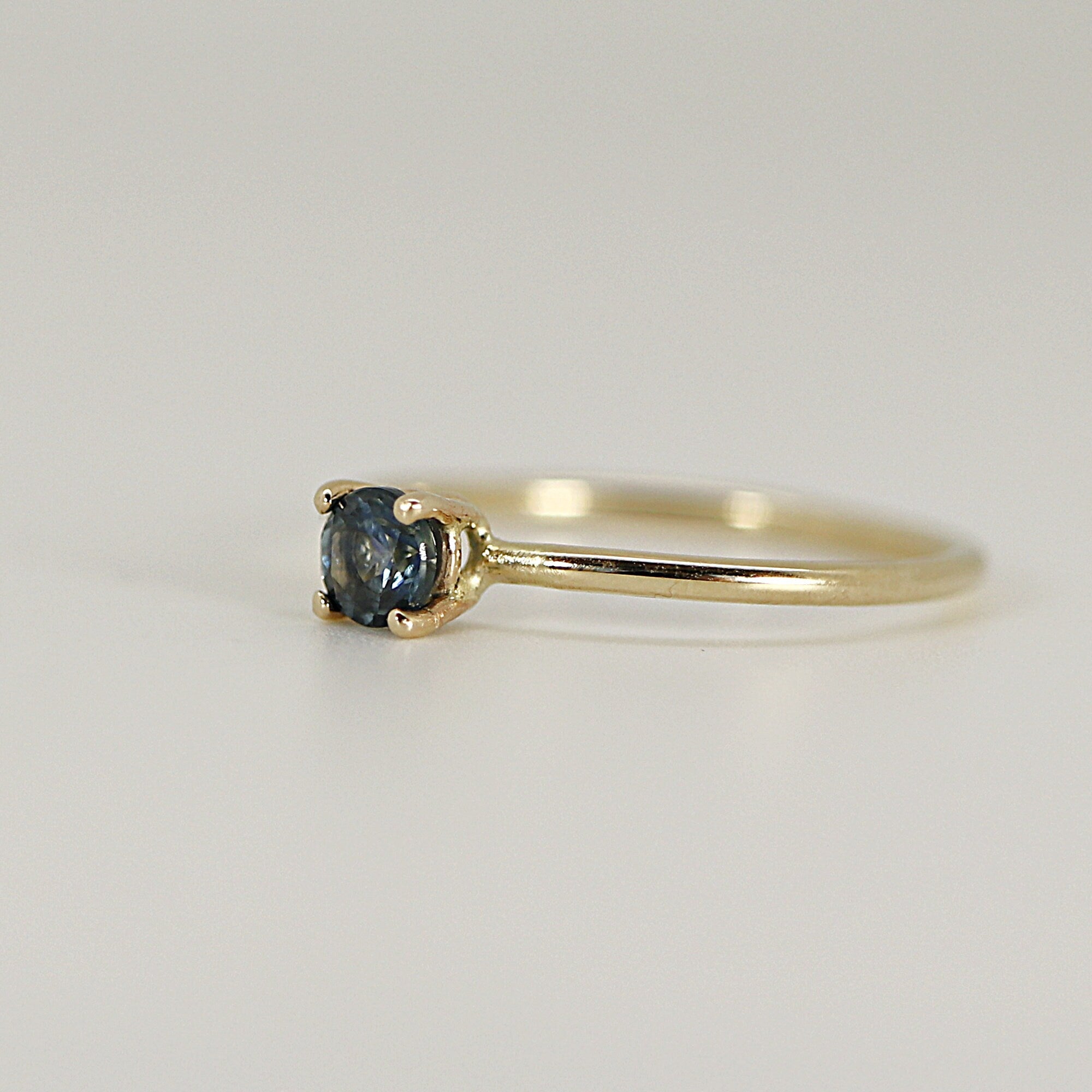 14k Gold Blue Montana Sapphire Ring, September Birthstone Jewelry