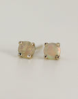 Round Cut Opal Stud Earrings 14k Gold