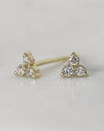 Diamond Trio Stud Earrings, Diamond Cluster Earrings (SINGLE OR PAIR) - Melt'm Jewelry