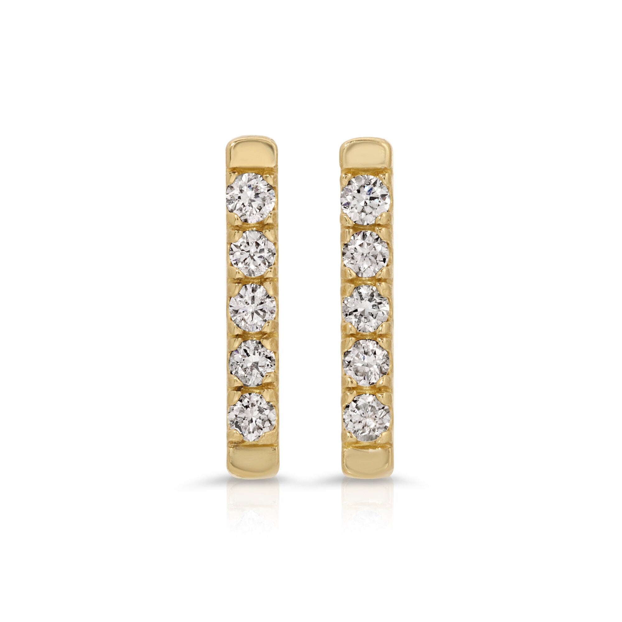 14K Gold Diamond Bar Earrings