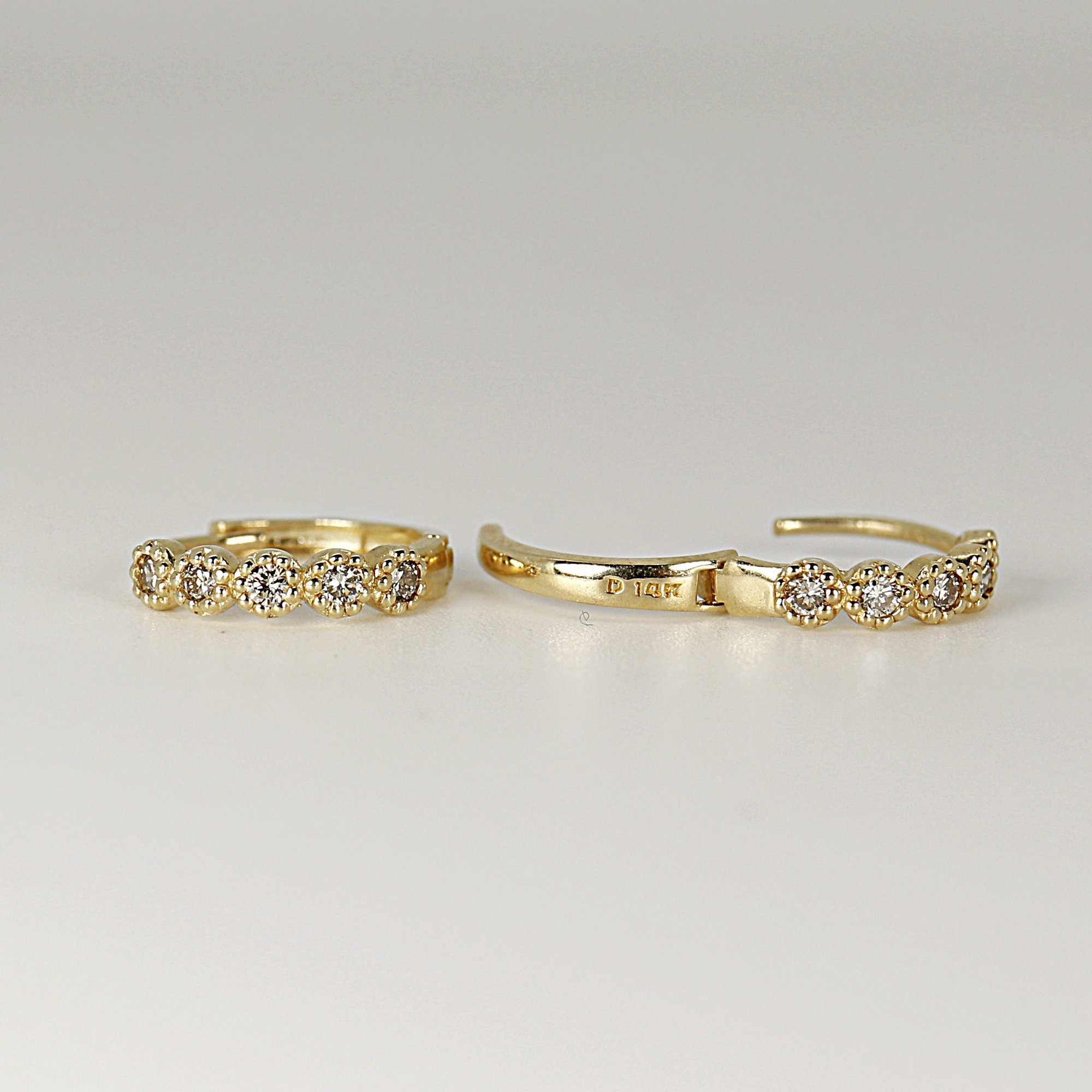 Gold Diamond Huggies (SINGLE or PAIR) - Melt'm Jewelry