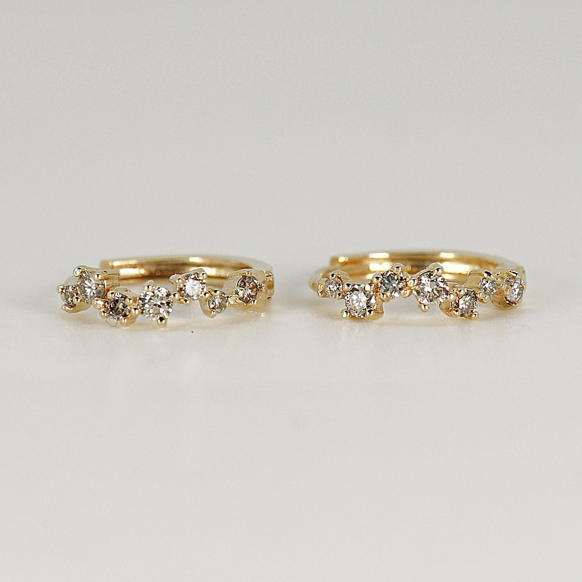 14k Diamond Huggie Hoop Earrings