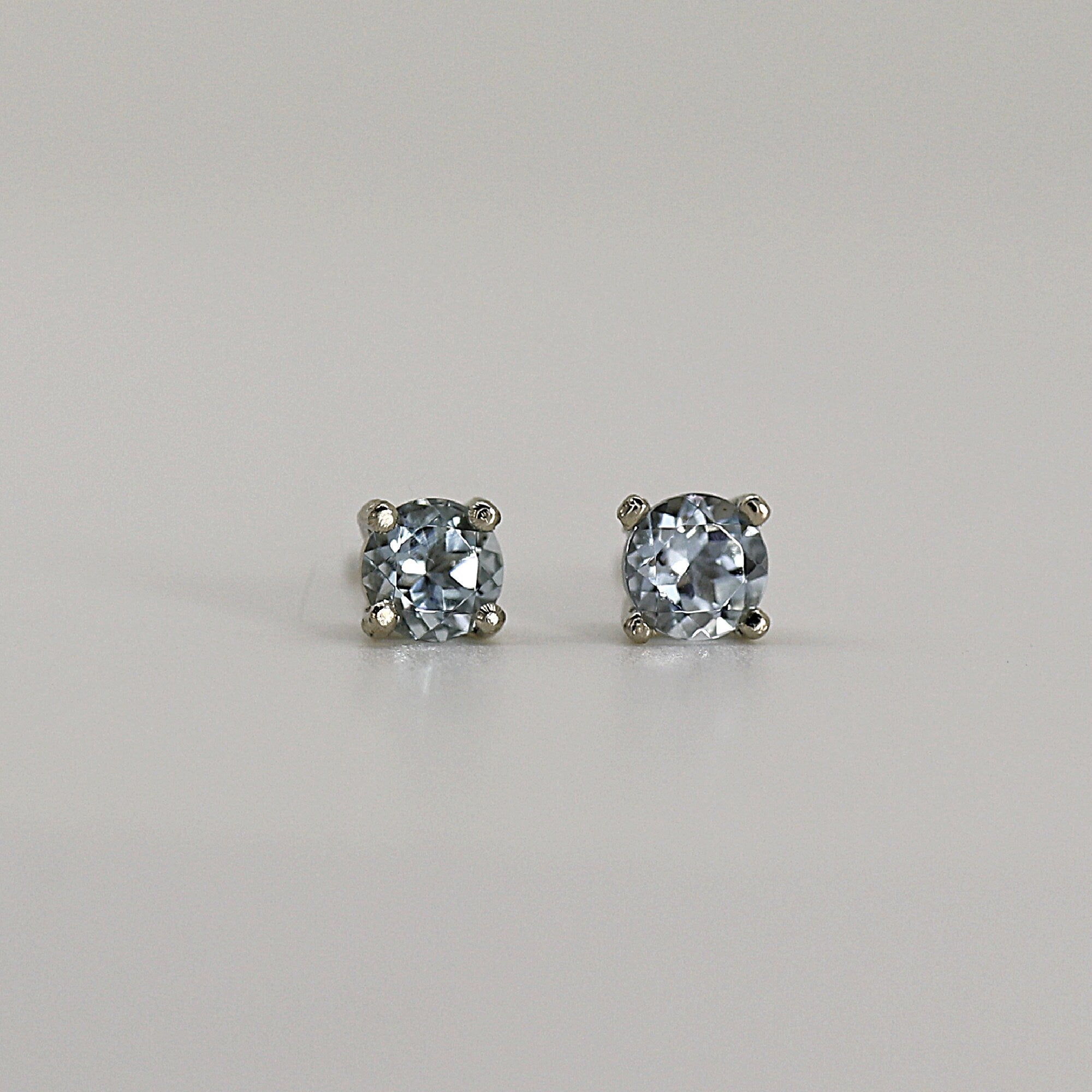 Aquamarine Stud Earrings 14k Gold