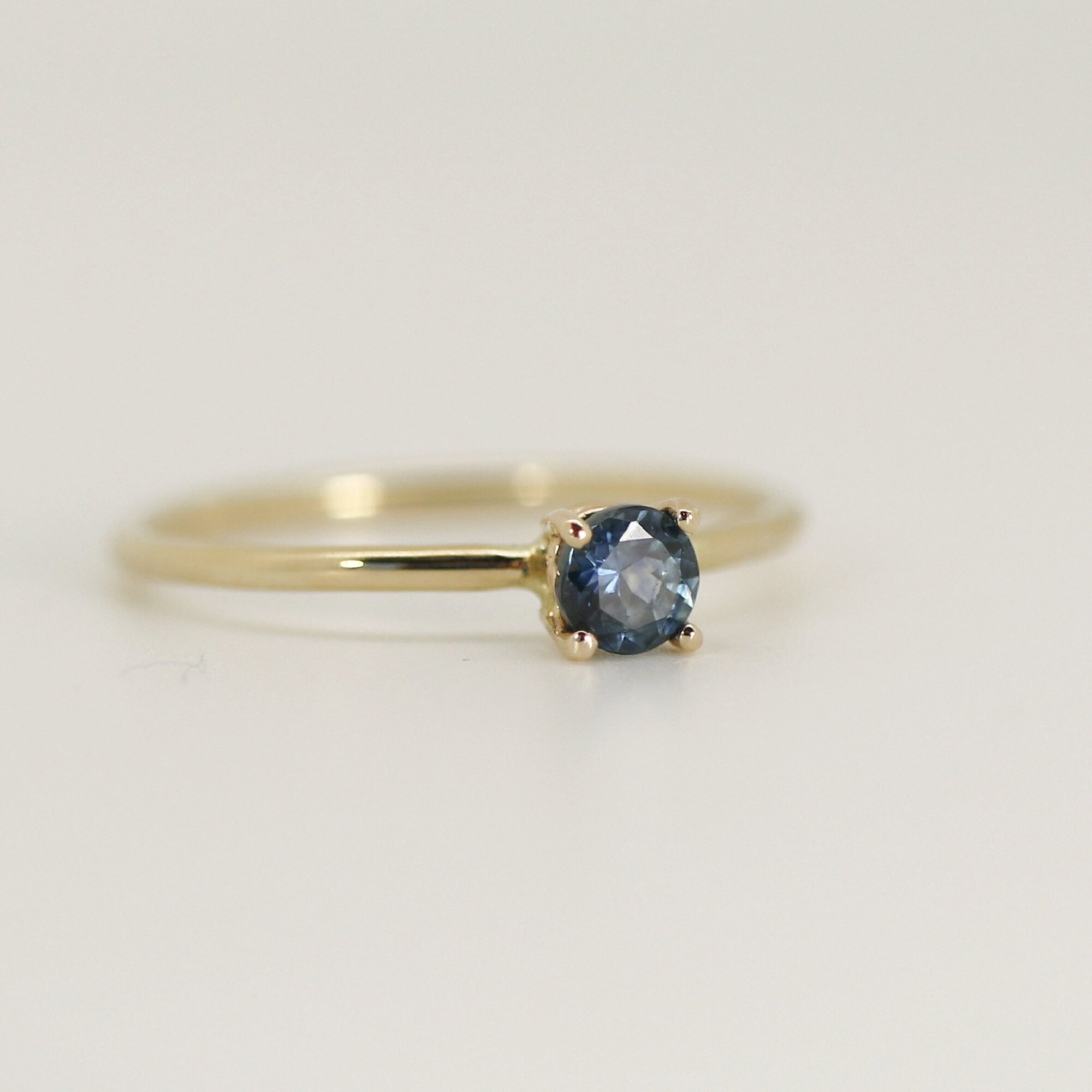 14k Gold Blue Montana Sapphire Ring, September Birthstone Jewelry