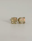 Round Cut Opal Stud Earrings 14k Gold