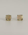 Round Cut Opal Stud Earrings 14k Gold