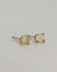 Round Cut Opal Stud Earrings 14k Gold