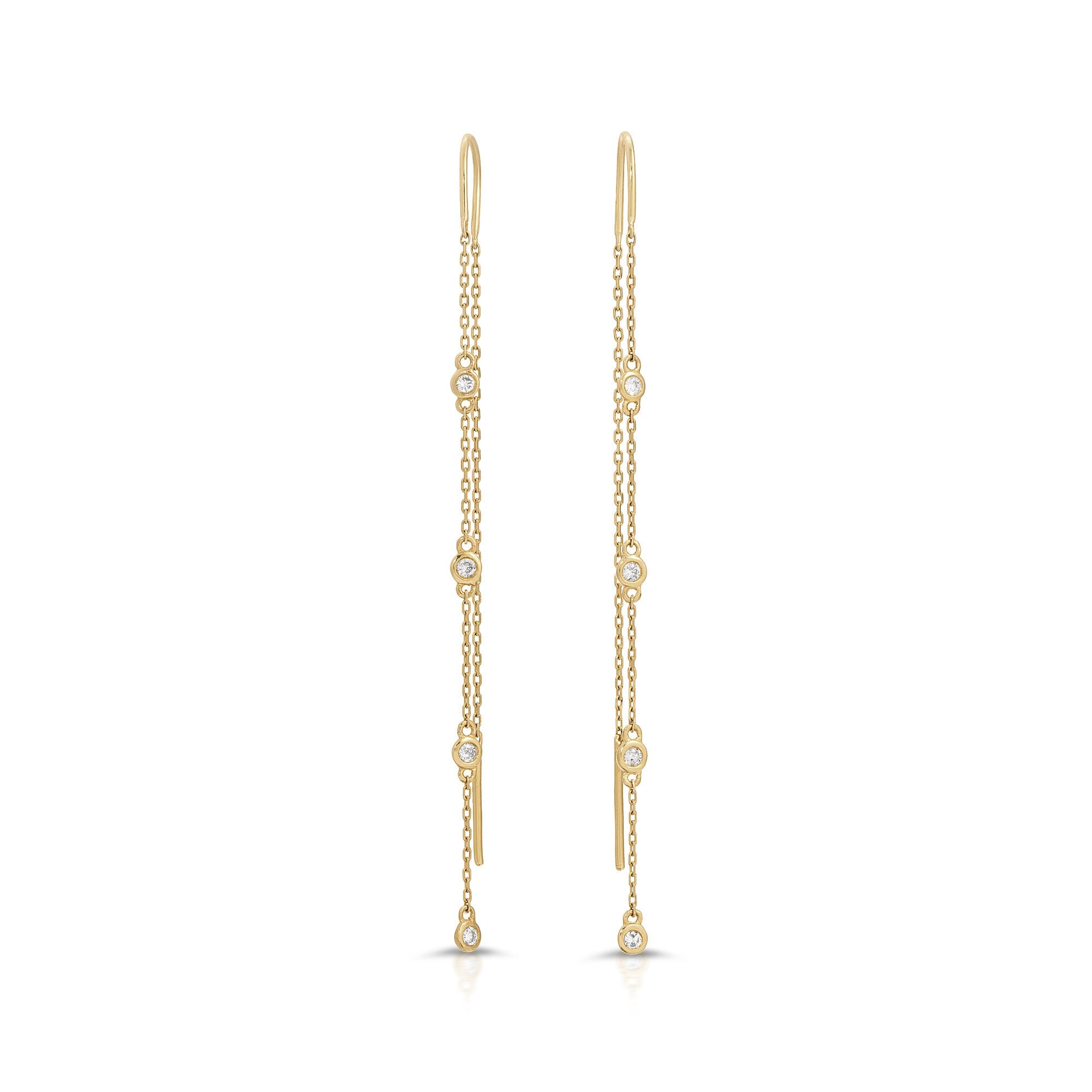 Diamond By The Yard Earrings, 14k Gold Diamond Threader Earrings