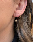 Diamond Northstar Hoop Earrings (SINGLE or PAIR) - Melt'm Jewelry