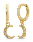 Natural Diamonds Crescent Moon Huggie Hoops (SINGLE or PAIR) - Melt'm Jewelry