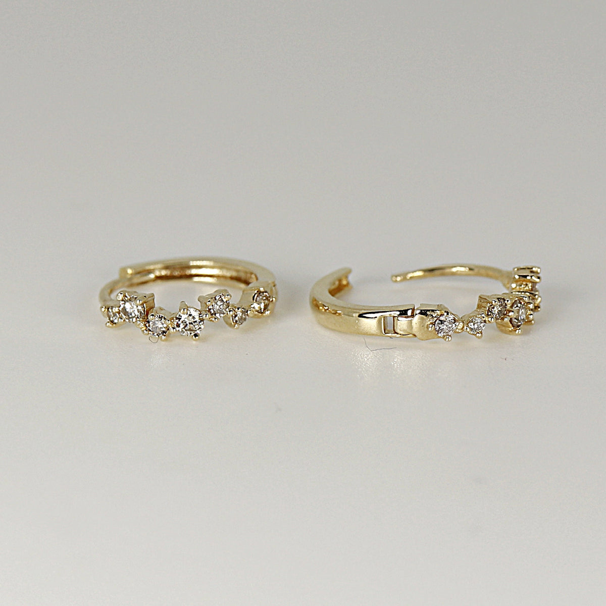 14k Diamond Huggie Hoop Earrings