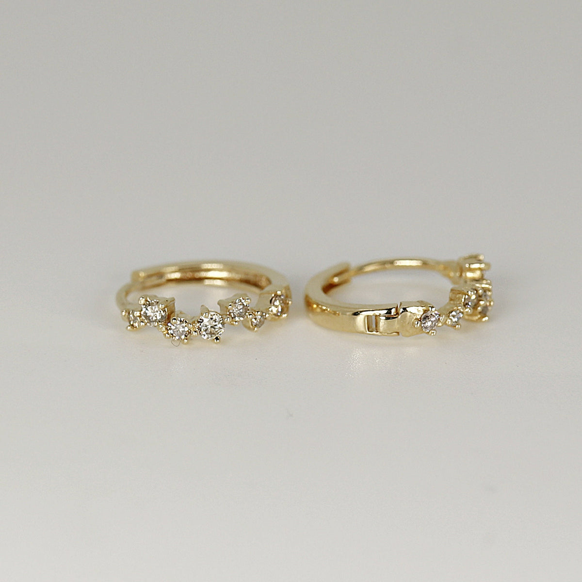 14k Diamond Huggie Hoop Earrings