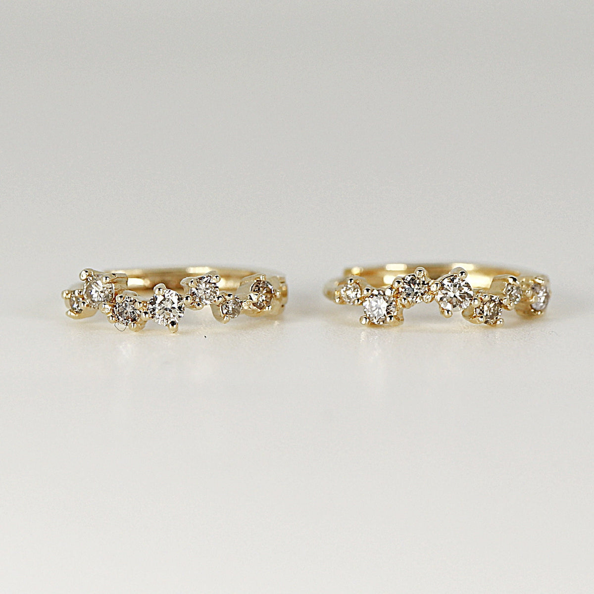 14k Diamond Huggie Hoop Earrings - Melt'm Jewelry