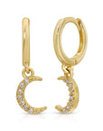 Natural Diamonds Crescent Moon Huggie Hoops (SINGLE or PAIR) - Melt'm Jewelry