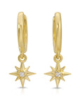 Diamond North Star Huggie Hoops Dangling (SINGLE or PAIR) - Melt'm Jewelry