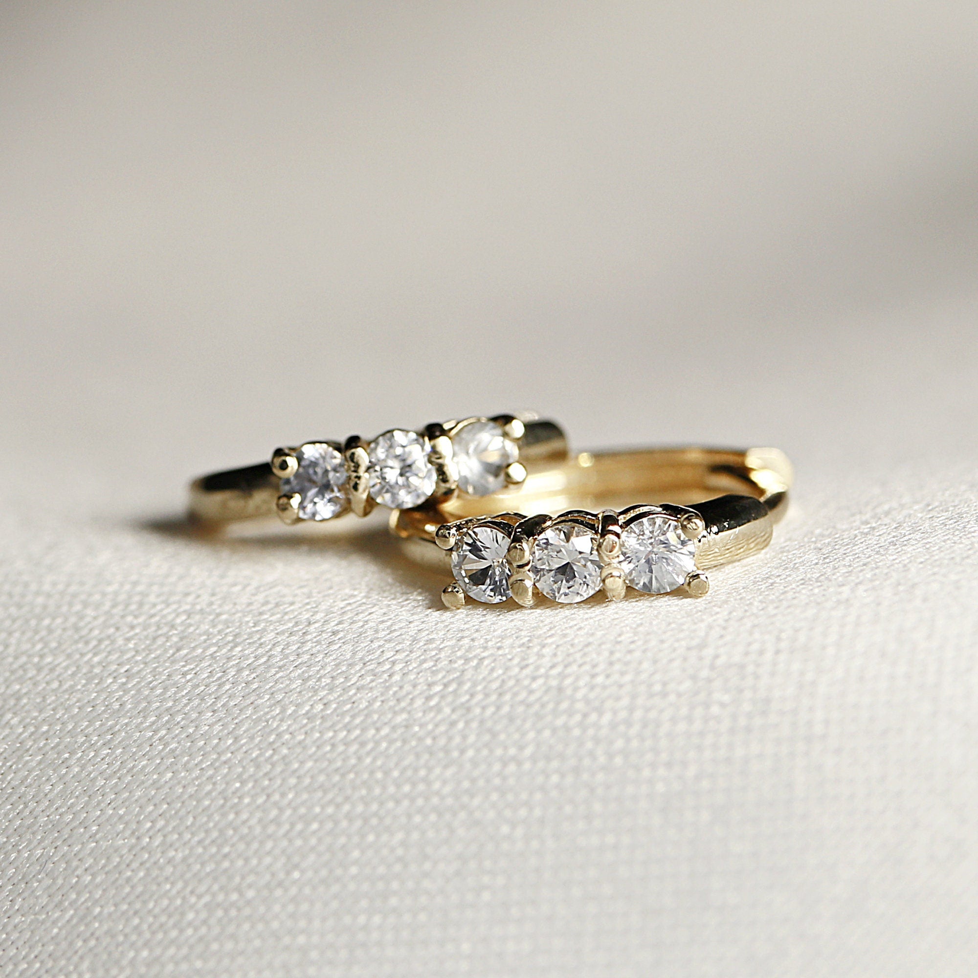 14k Gold White Sapphire Hoop Earring - Melt'm Jewelry