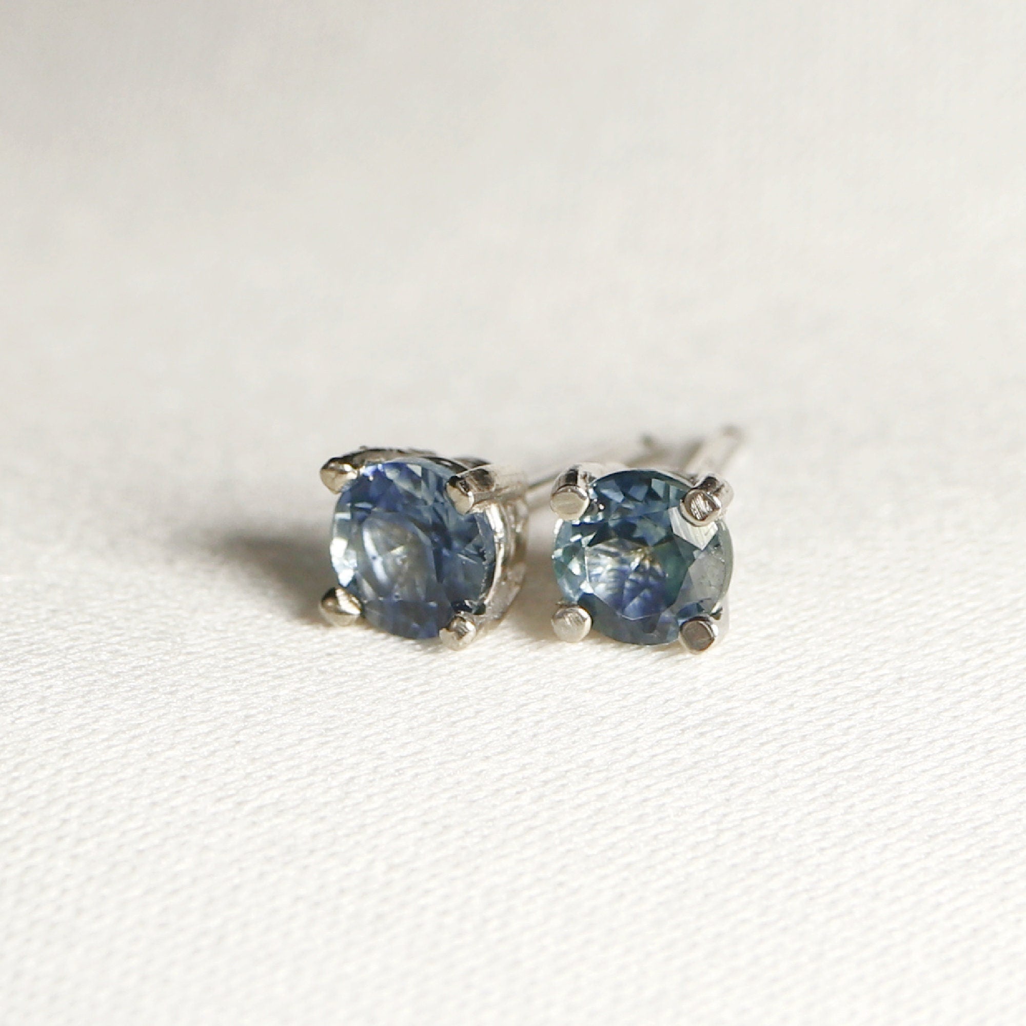 Blue Montana Sapphire Stud Earrings 14k Gold