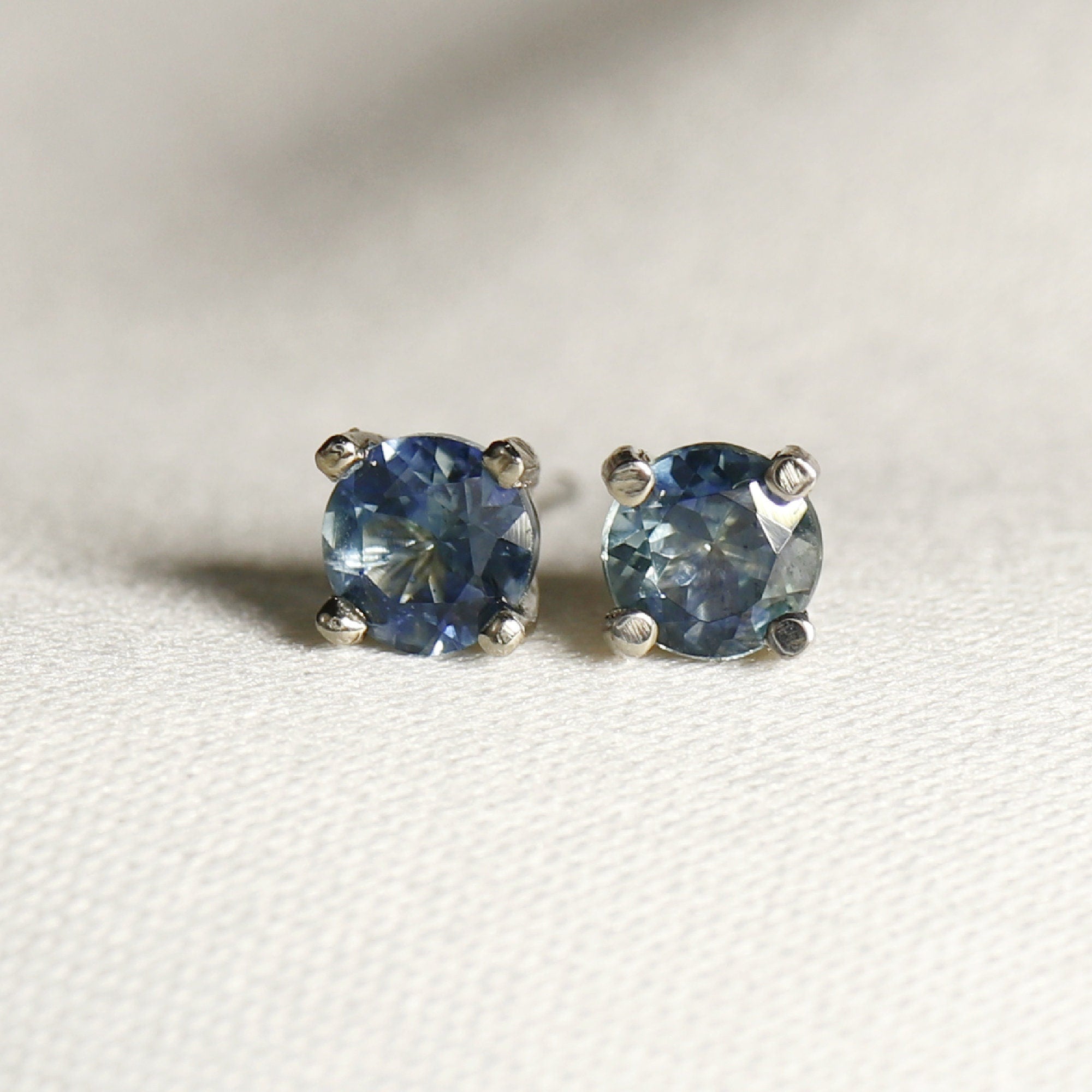 Blue Montana Sapphire Stud Earrings 14k Gold