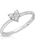 Natural Diamond Heart Ring 14k White Gold, Heart Diamond Ring