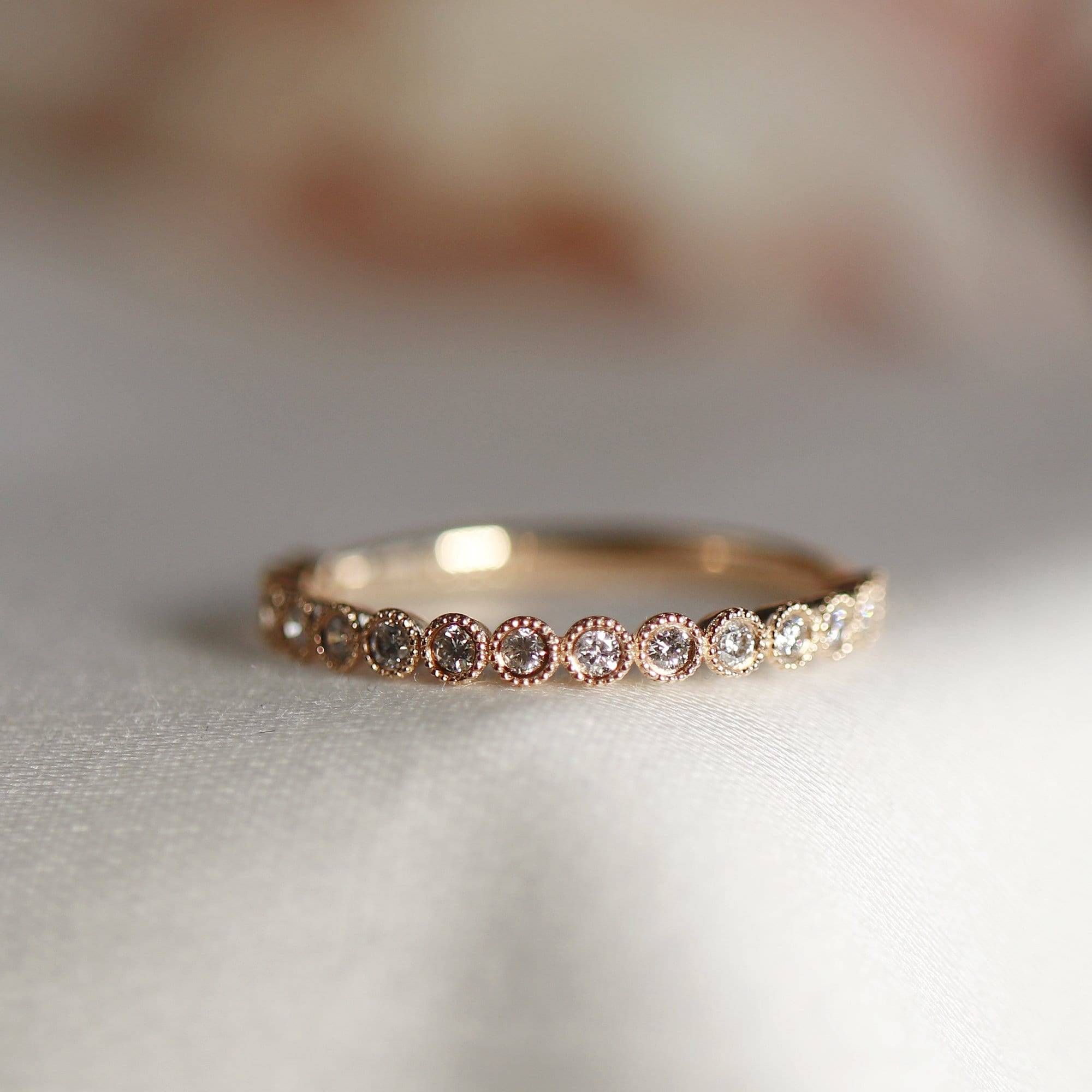 Half Eternity Bezel Set Diamond Wedding Band