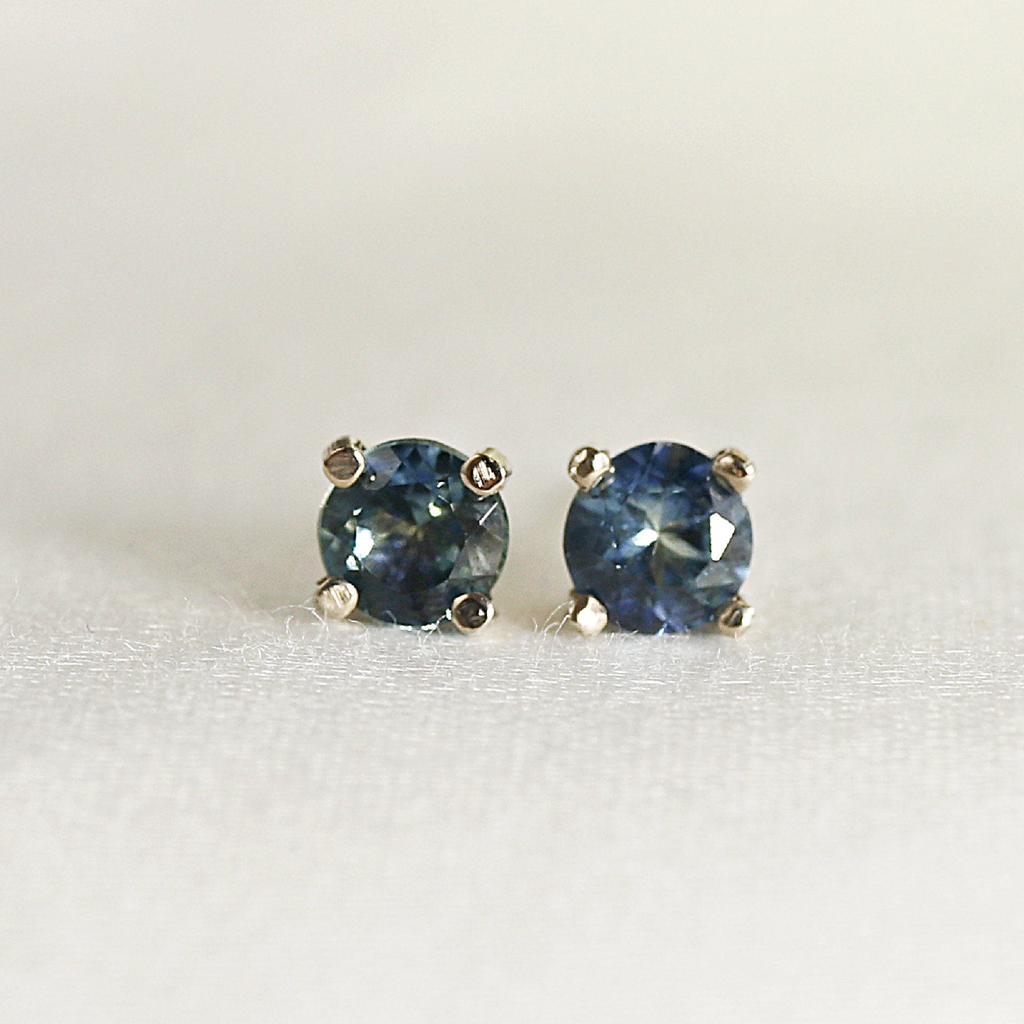 Blue Montana Sapphire Stud Earrings 14k Gold