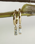 Baguette Cut Aquamarine Earrings 14k Solid Gold