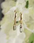 Baguette Cut Aquamarine Earrings 14k Solid Gold