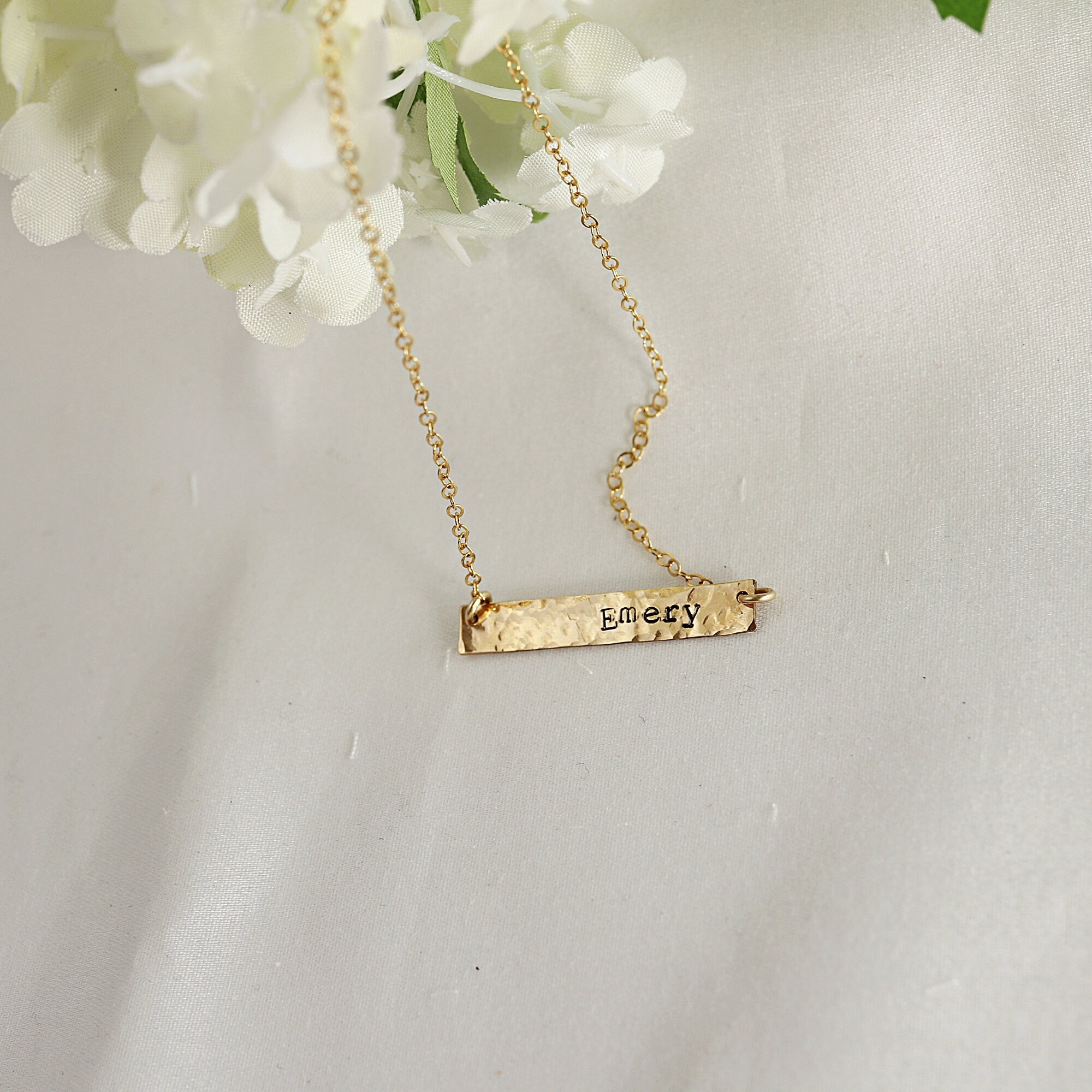 Personalized Gold or Sterling Silver Bar Necklace