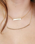 Personalized Gold or Sterling Silver Bar Necklace