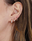Bezel Solitaire Diamond Huggies Earrings in 14k Solid Gold - SINGLE OR PAIR - Melt'm Jewelry