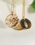 Dainty Personalized Gold Disc Necklace (Cactus, Bee, ASL Sign)