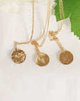 Dainty Personalized Gold Disc Necklace (Cactus, Bee, ASL Sign)