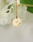 Dainty Personalized Gold Disc Necklace (Cactus, Bee, ASL Sign)