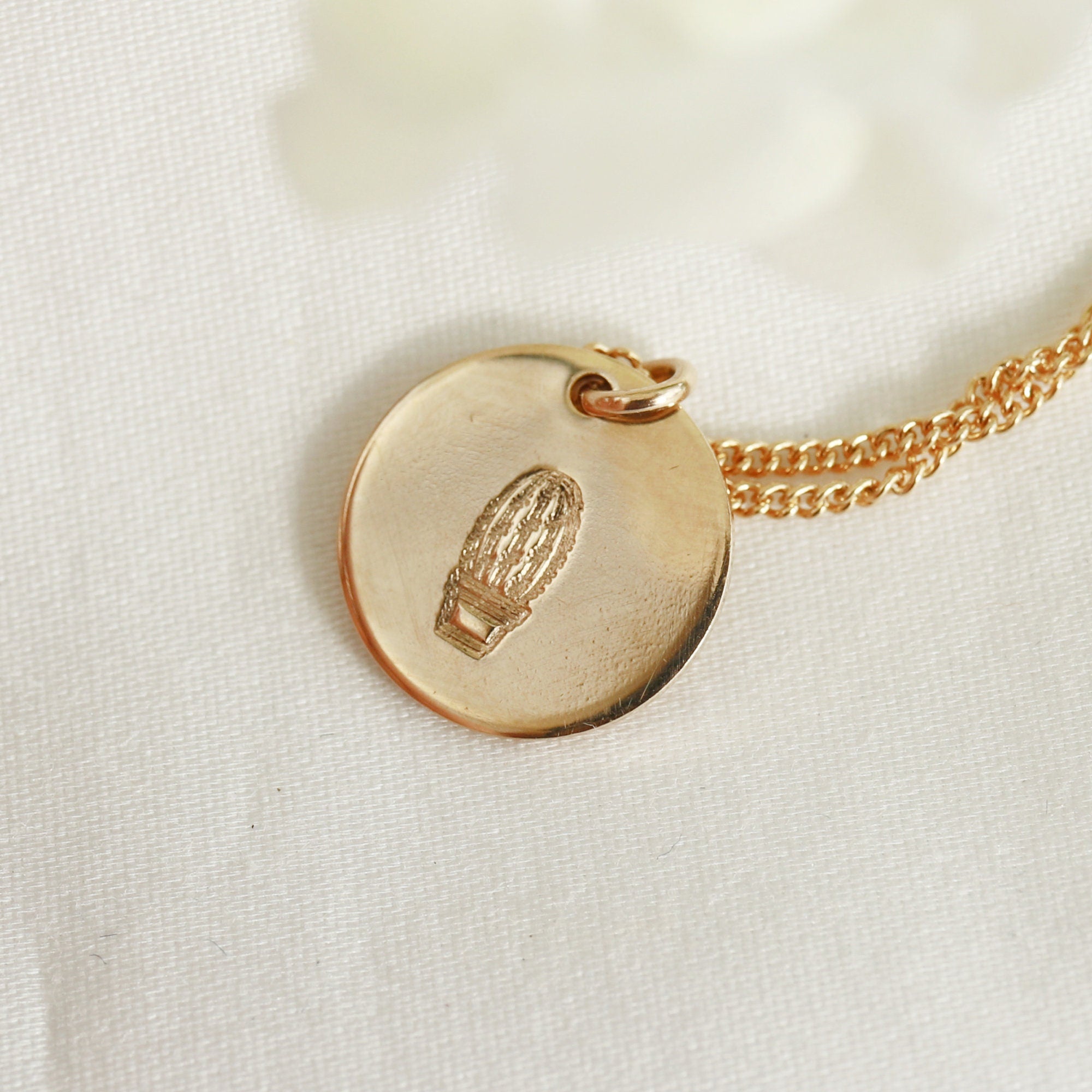 Dainty Personalized Gold Disc Necklace (Cactus, Bee, ASL Sign) - Melt'm Jewelry