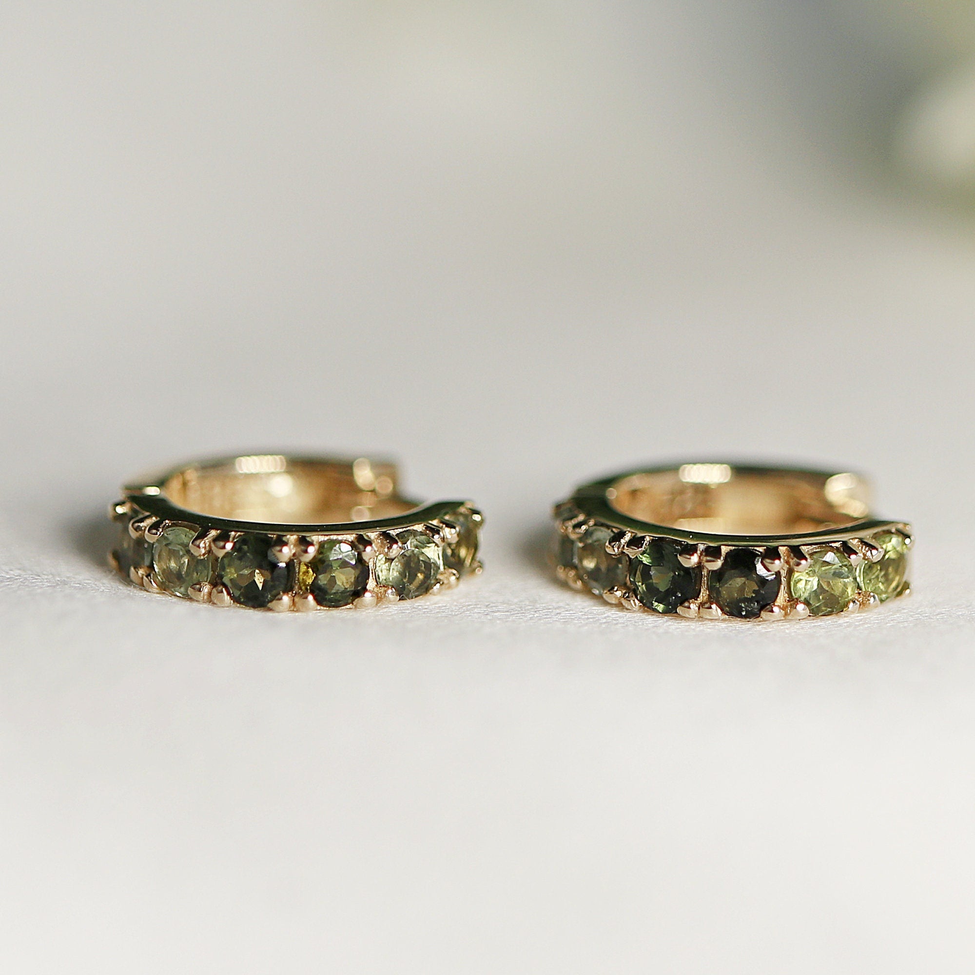 Pink Tourmaline Hoop Earrings 14k Gold - Melt'm Jewelry