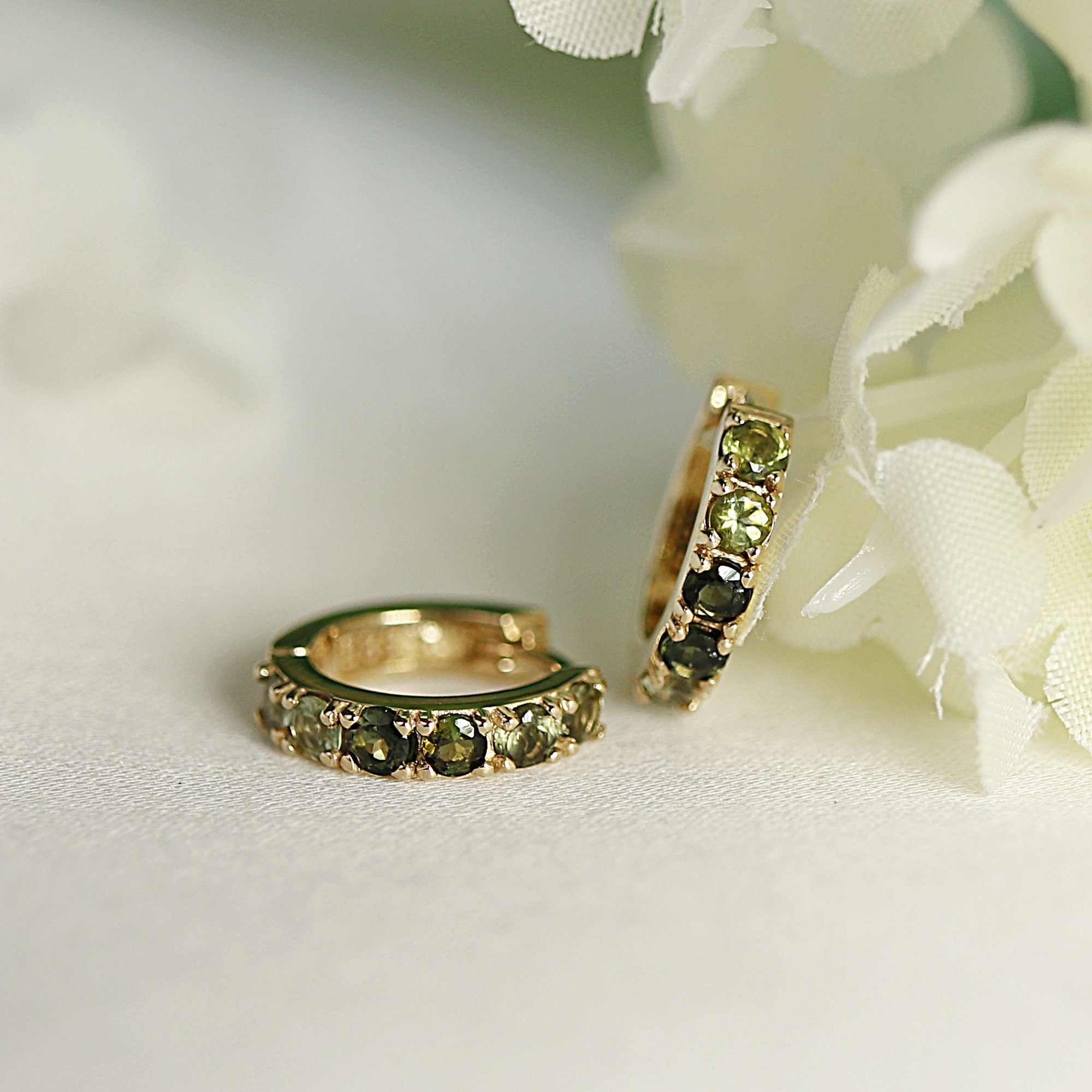 Pink Tourmaline Hoop Earrings 14k Gold - Melt'm Jewelry