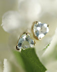 Heart Aquamarine Earrings 14k Solid Gold