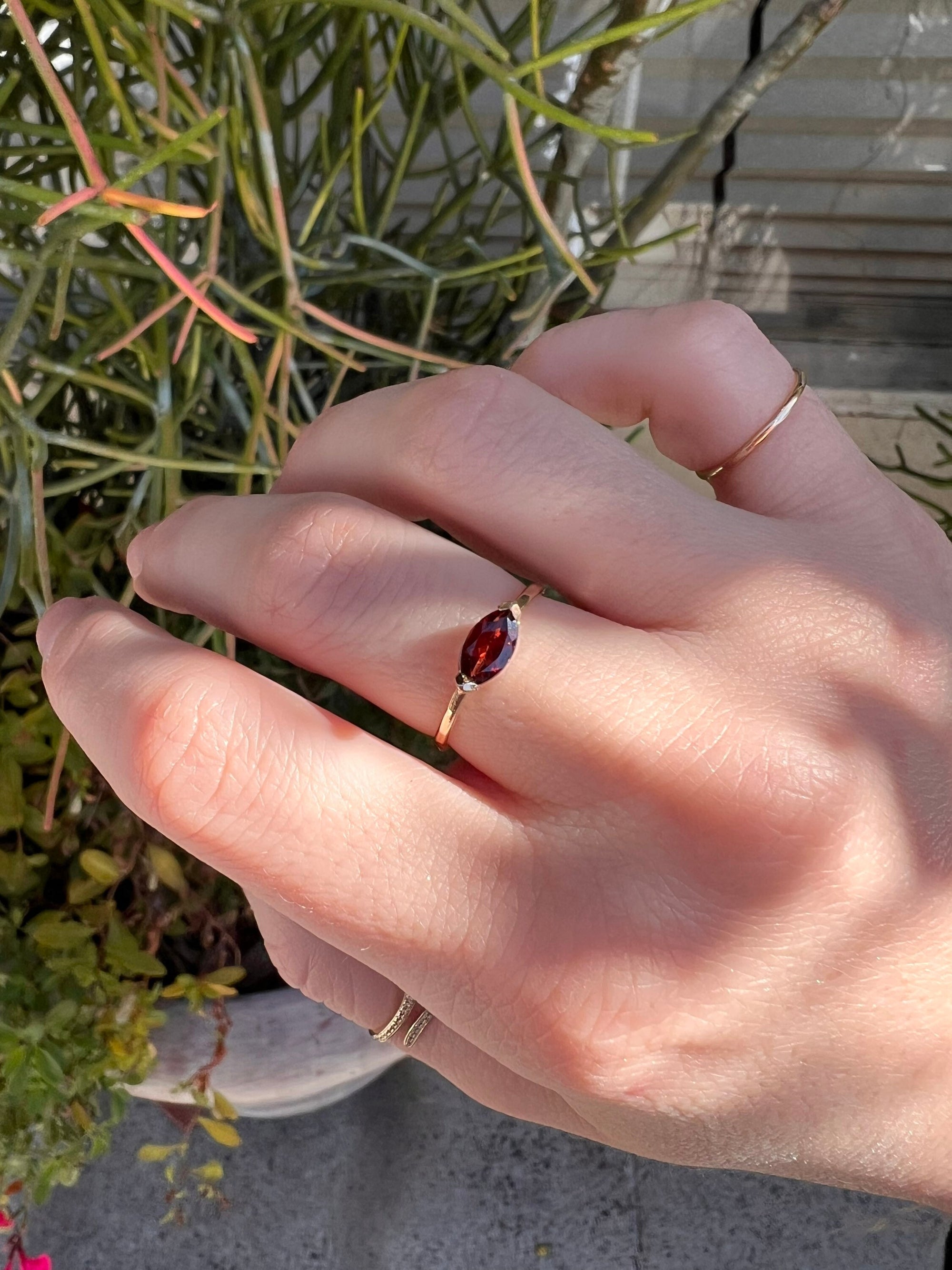 Marquise Garnet Engagement Ring