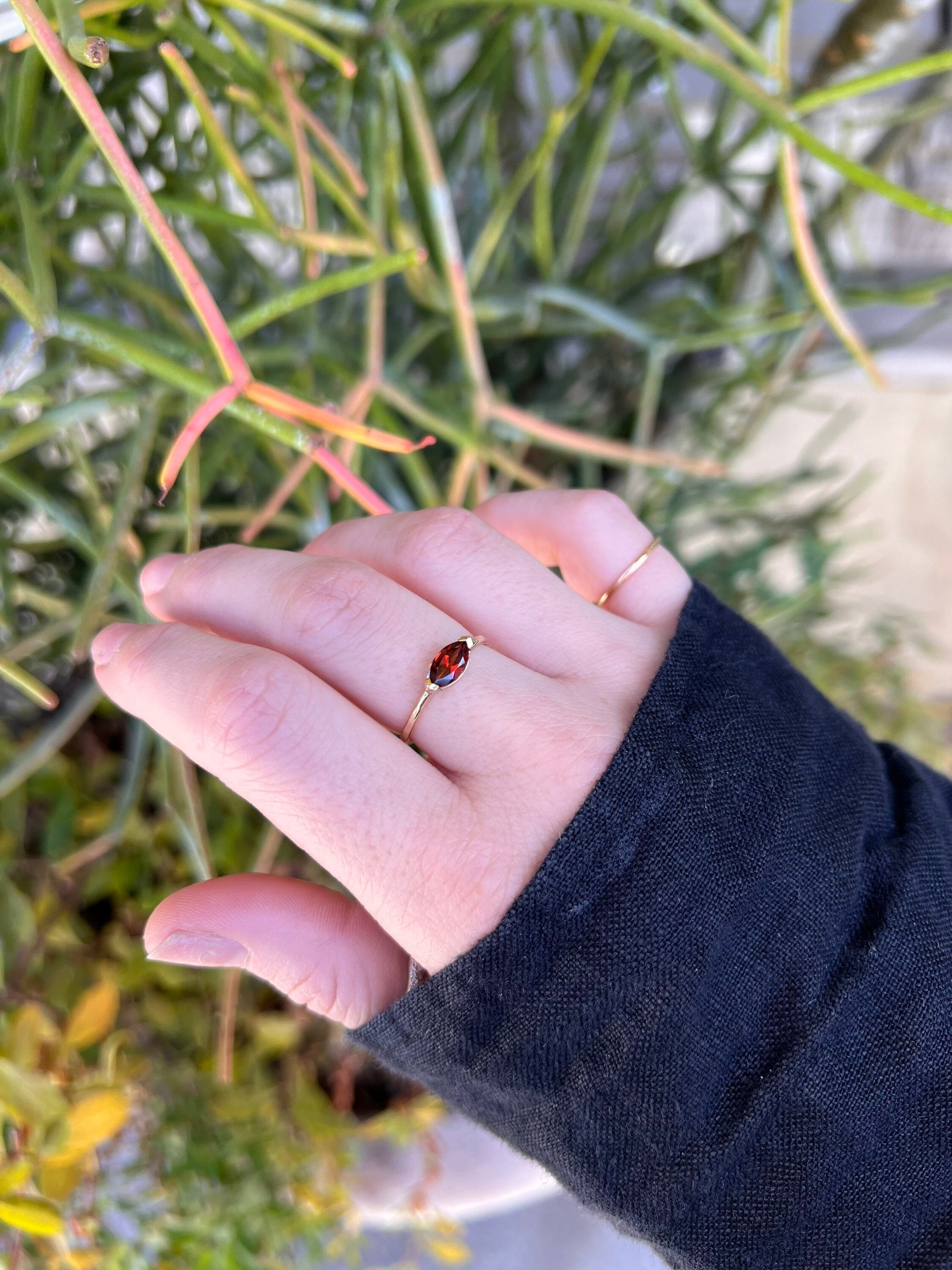 Marquise Garnet Engagement Ring