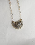 Salt and Pepper Half Moon Diamond Necklace in 14k Solid Yellow Gold