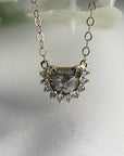 Salt and Pepper Half Moon Diamond Necklace in 14k Solid Yellow Gold