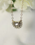 Salt and Pepper Half Moon Diamond Necklace in 14k Solid Yellow Gold