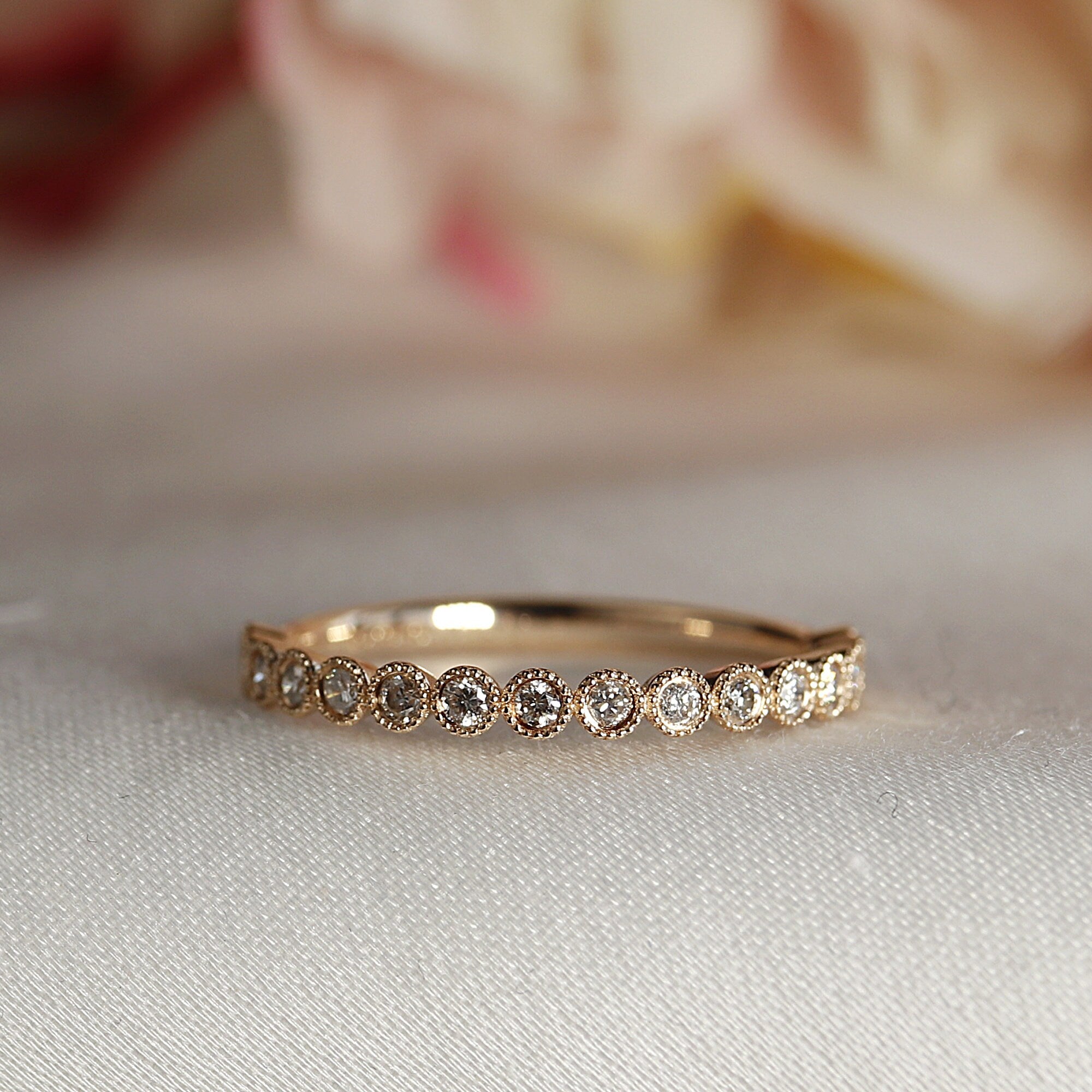 Half Eternity Bezel Set Diamond Wedding Band