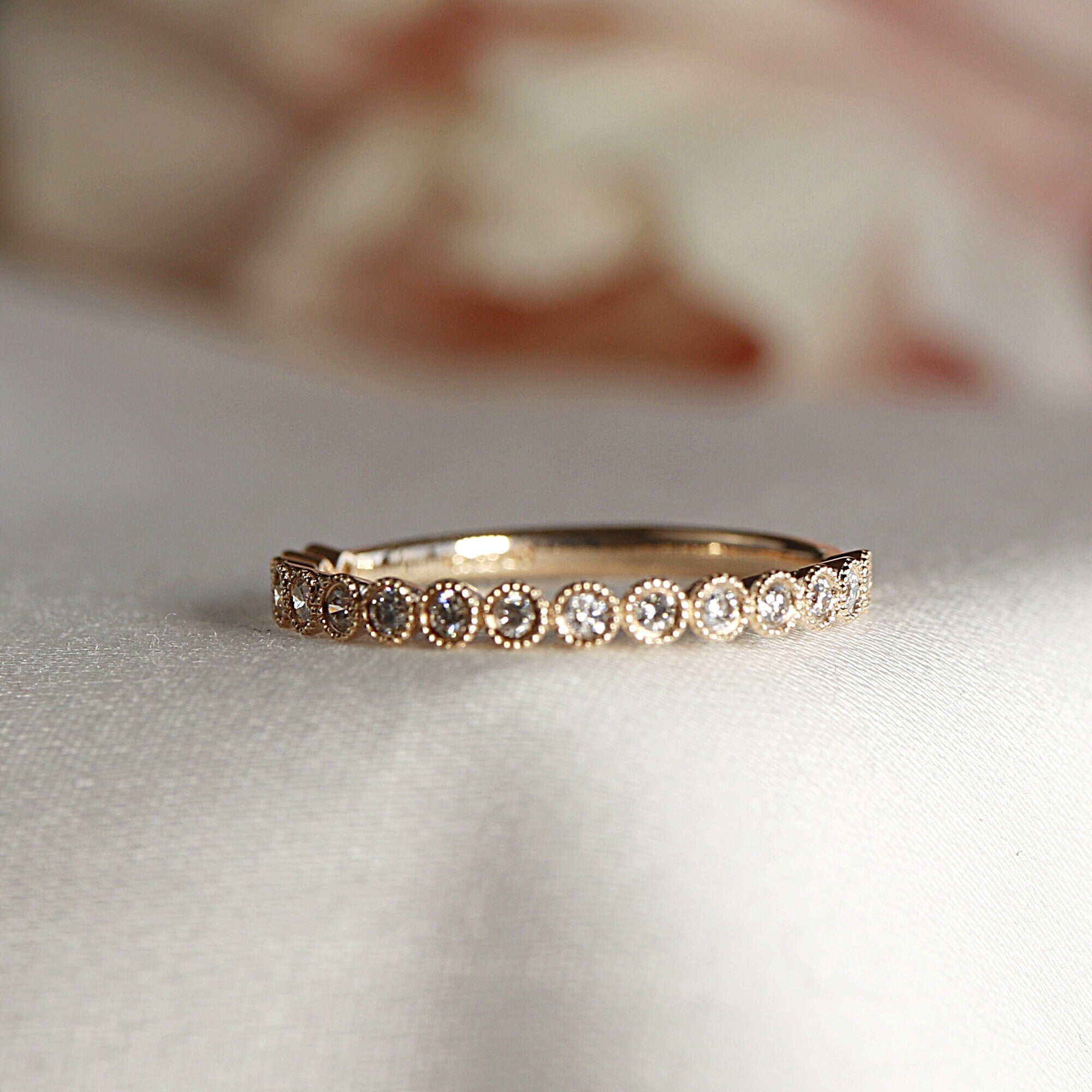 Half Eternity Bezel Set Diamond Wedding Band