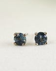 Blue Montana Sapphire Stud Earrings 14k Gold